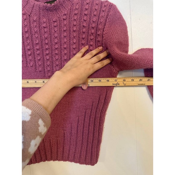 Vintage South Wool 100% Virgin Wool Chunky Knit Sweater Pink Women's S/M - Picture 6 of 7